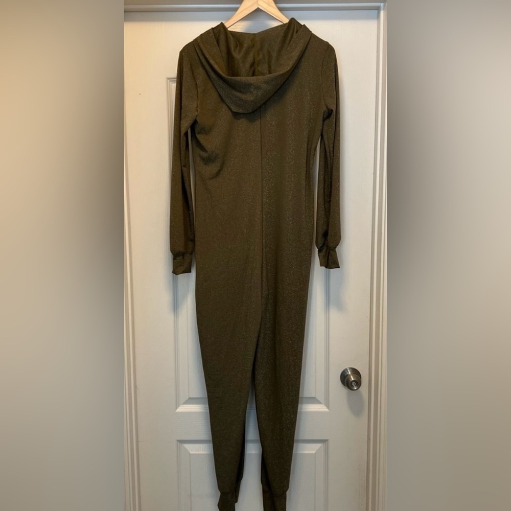 Savage X Fenty Olive Green Sparkle Hooded Onesie - Picture 3 of 3